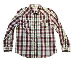 Levi's Pearl Snap Button‎ Down Shirt Men's XXL Plaid Long Sleeves Cotton Blend